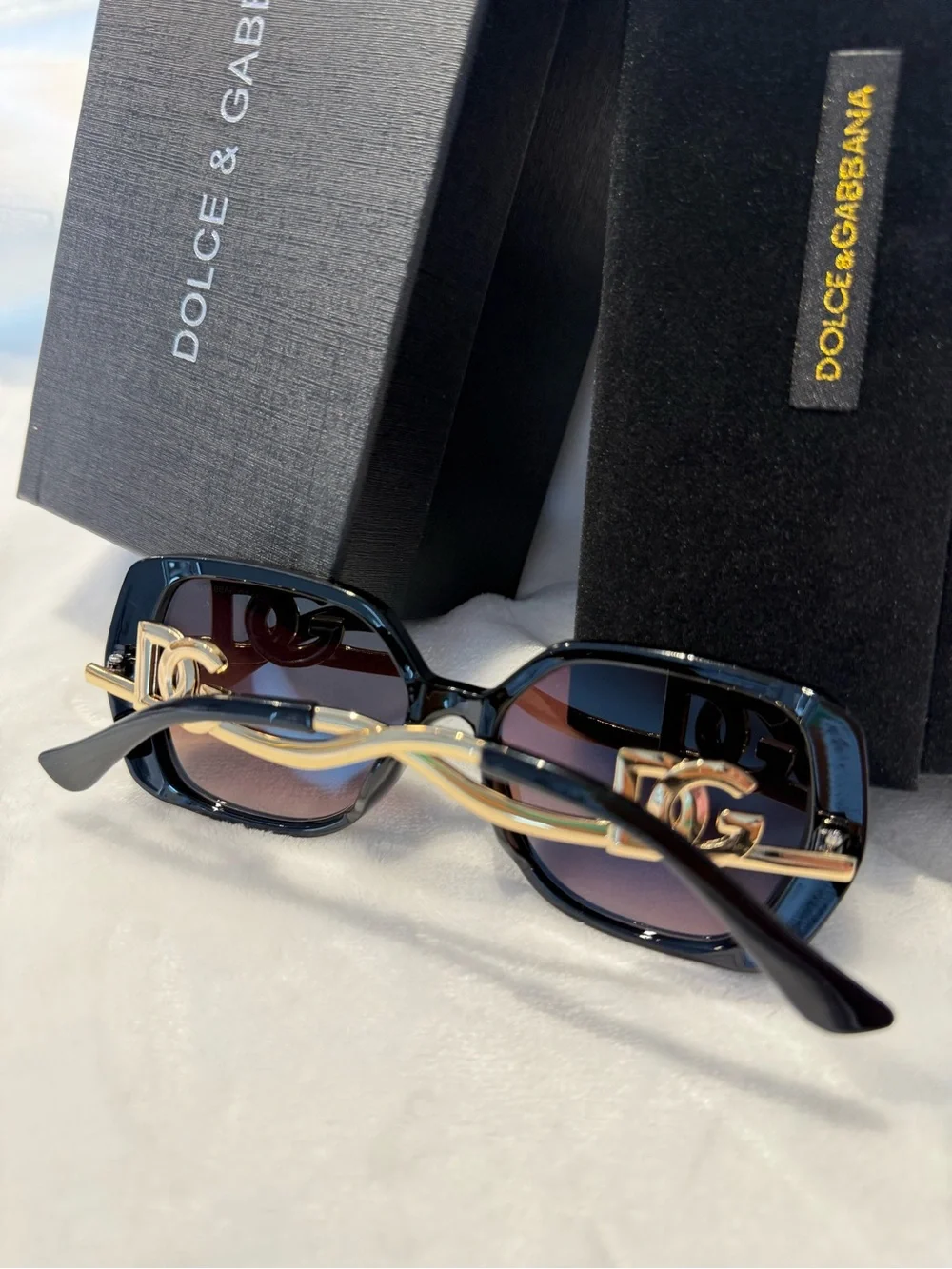 Dolce & Gabbana Black Frame Sunglasses with Brown Gradient Lenses